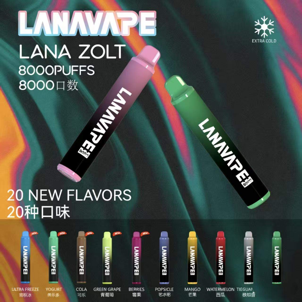 LANA拉娜8000口抛棄式電子煙 | LANAVAPE ZOLT一次性8000口 | 可充電